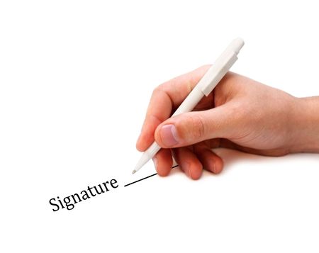 Man's hand writingの写真素材