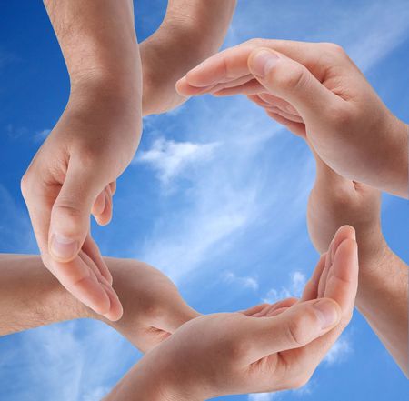 Circle made of handsの写真素材