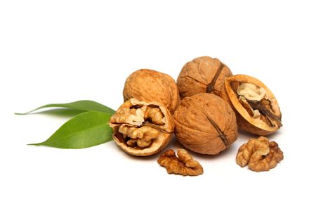 Walnuts isolated on whiteの写真素材