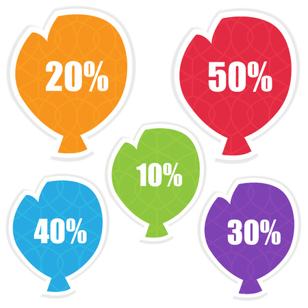 Set of discounts in percents, shaped like balloonsのイラスト素材