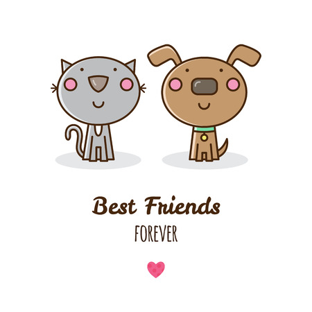 Vector illustration of cat and dog.のイラスト素材