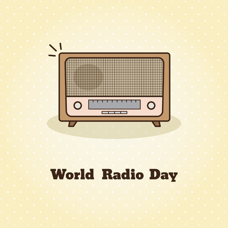 World radio day. Vector illustration of retro radio.のイラスト素材