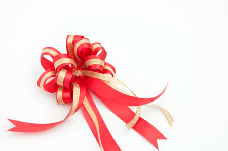 red ribbon on white backgroundの写真素材