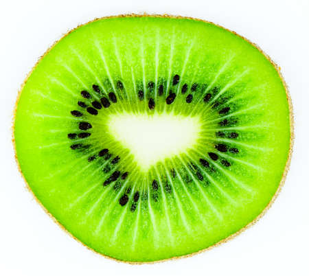 kiwi slices isolate on white backgroundの写真素材