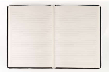 Open blank page notebook on white background