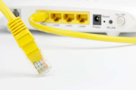 Head of Lan connector isolated on white backgroundの写真素材