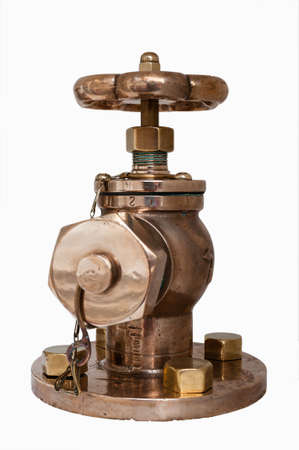 vintage brass valves isolated on white background