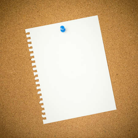 Blank Paper Hang on Cork Board By Pushpin