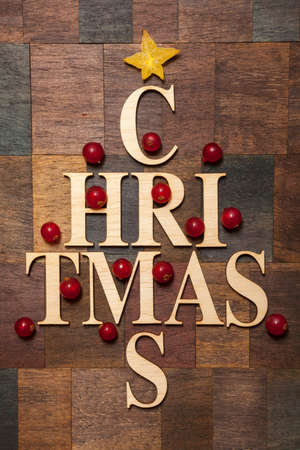 Wooden letters shaped tree forming the word の写真素材