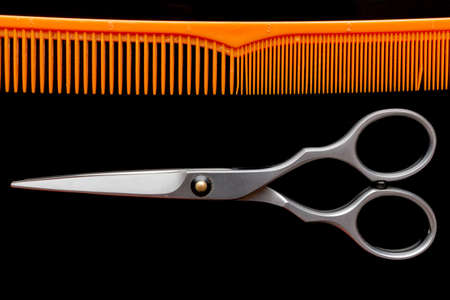 Scissors & orange combの写真素材