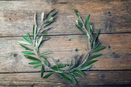 The olive wreath also known as kotinos was the prize for the winner at the ancient sports competition Gamesの写真素材