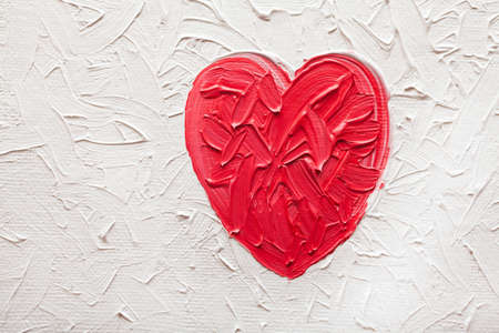 Valentines love heart original painting backgroundの写真素材