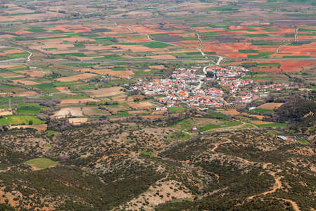 Greek landscape in the morning around Komotini. Village Backdropの写真素材