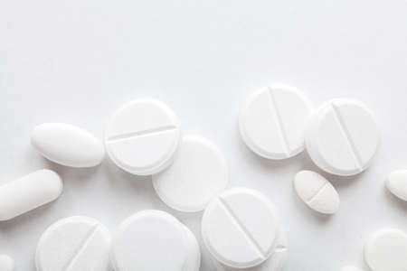 Top view of the white pills の写真素材