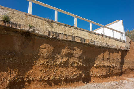 Soil erosion due to water from rains. の写真素材