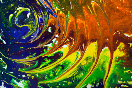 Old marbled paper technique texture. Handmade marbleized effect with acrylic paintsの写真素材