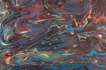 Old marbled paper technique texture. Handmade marbleized effect with acrylic paints