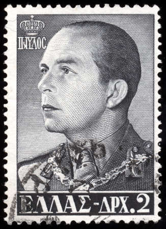 GREECE - CIRCA 1956: a stamp printed in the Greece shows Paul, King of Greece, circa 1956

のeditorial素材