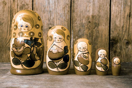 Russian nesting dolls ( babushkas or matryoshkas ) Retro filter の写真素材