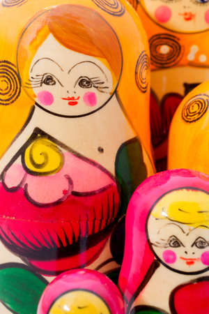 Russian nesting dolls ( babushkas or matryoshkas ) isolated on white backgroundの写真素材