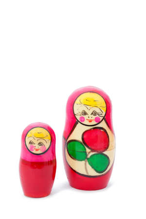 Russian nesting dolls ( babushkas or matryoshkas ) isolated on white backgroundの写真素材