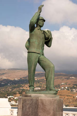 Square Unknown Sailor, is the northernmost island of the Greek Cyclades archipelago in the Aegean Sea - area is 380 km2, 40 km long, and its greatest breadth is 16 km.の写真素材