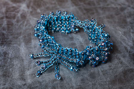 Handcrafted bracelet constructed by various beadsの写真素材