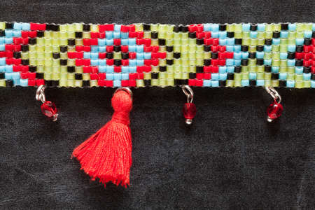 Handcrafted bracelet constructed by various beadsの写真素材