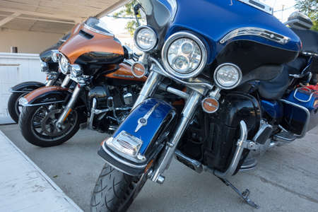 ALEXANDROUPOLIS, GREECE - AUG 30: Harley-Davidson motorbikes from Turkey paraded on August 30, 2014 through Alexandroupolis, Greece.のeditorial素材