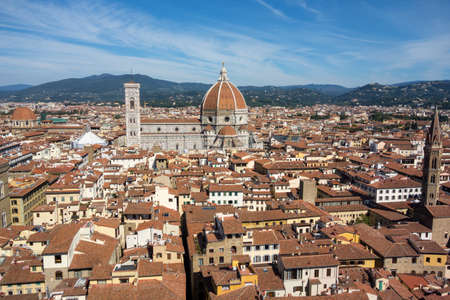 FLORENCE, ITALY - SEP 23, 2014: Top view of the historic center of Florence, Italyのeditorial素材