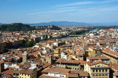 FLORENCE, ITALY - SEP 23, 2014: Top view of the historic center of Florence, Italyのeditorial素材