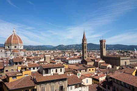 FLORENCE, ITALY - SEP 23, 2014: Top view of the historic center of Florence, Italyのeditorial素材