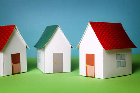 Papercraft House. Small houses from paper. Quality of life concept.の写真素材