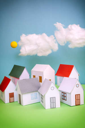 Papercraft House. Small houses from paper. Quality of life concept.の写真素材