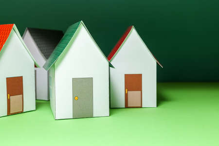 Papercraft House. Small houses from paper. Quality of life concept.の写真素材