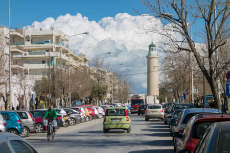 ALEXANDROUPOLIS, GREECE - FEB 3, 2015: Tourists in center of city. Tourism is a decisive sector of hope for Greek economy - In the year Greece receives about 18 million tourists.のeditorial素材