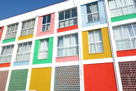 Colorful building offices in Komotini, Greeceの写真素材