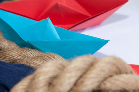 Origami paper boatの写真素材