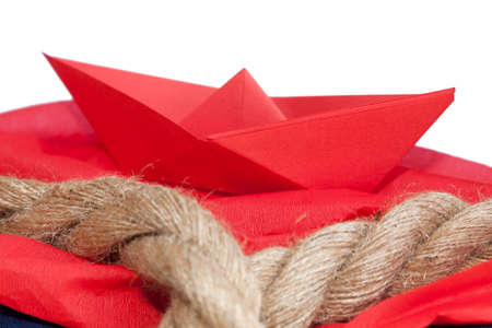 Origami paper boatの写真素材