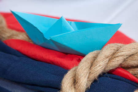 Origami paper boatの写真素材