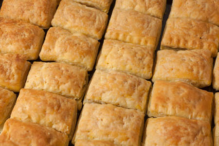 Cheese pie in baking dishの写真素材