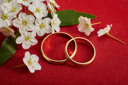 Gold wedding ringsの写真素材