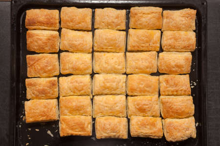 Cheese pie in baking dishの写真素材