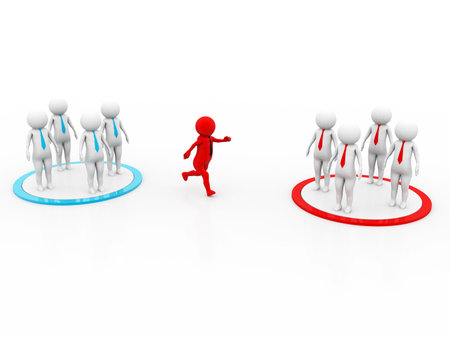 Changing Teams. 3D concept depicting changing teams, great for either business or general ideasの写真素材