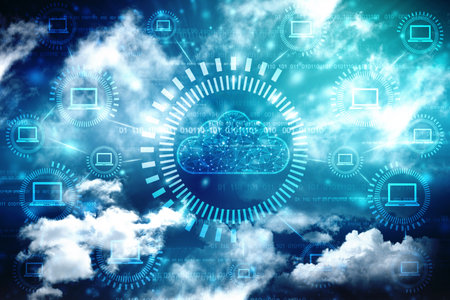 2d illustration of  Cloud computing, Cloud Computing Concept, Cloud computing technology internet...