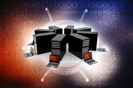 3d rendering Computer network, Computer network with Globe, Internet Communication background, File...