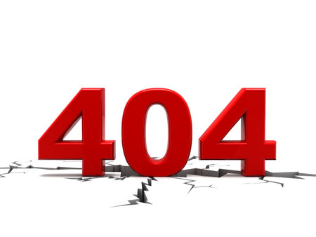 404 error on a white background. 3d render. Computer generated image.