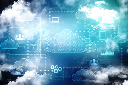 2d illustration of  Cloud computing, Cloud Computing Concept, Cloud computing technology internet...