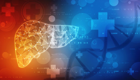 Human gallbladder on medical technology background. Medical and Heath care backgroundの写真素材