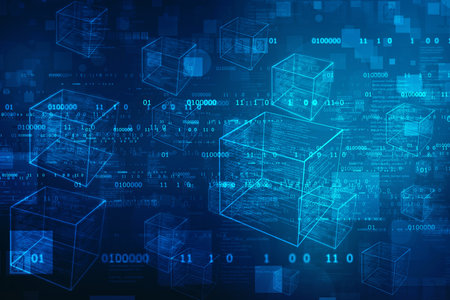 Binary Code Background, Digital Abstract technology background, flowing number one and zero text in...